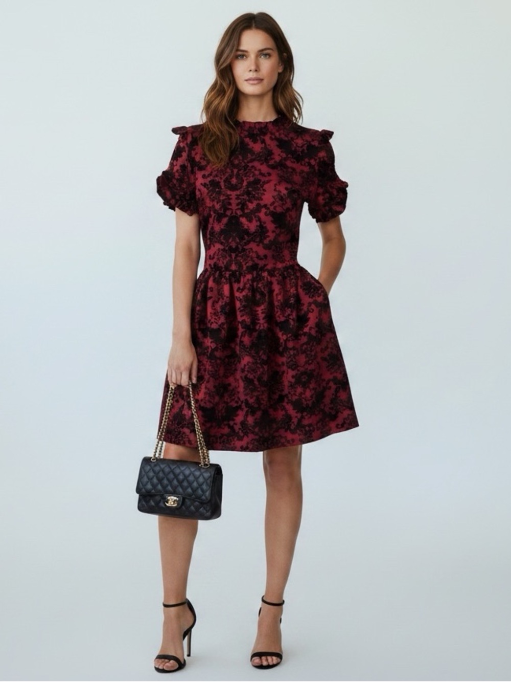 Aqua / Fit & Flare Velvet Dress / Sz L